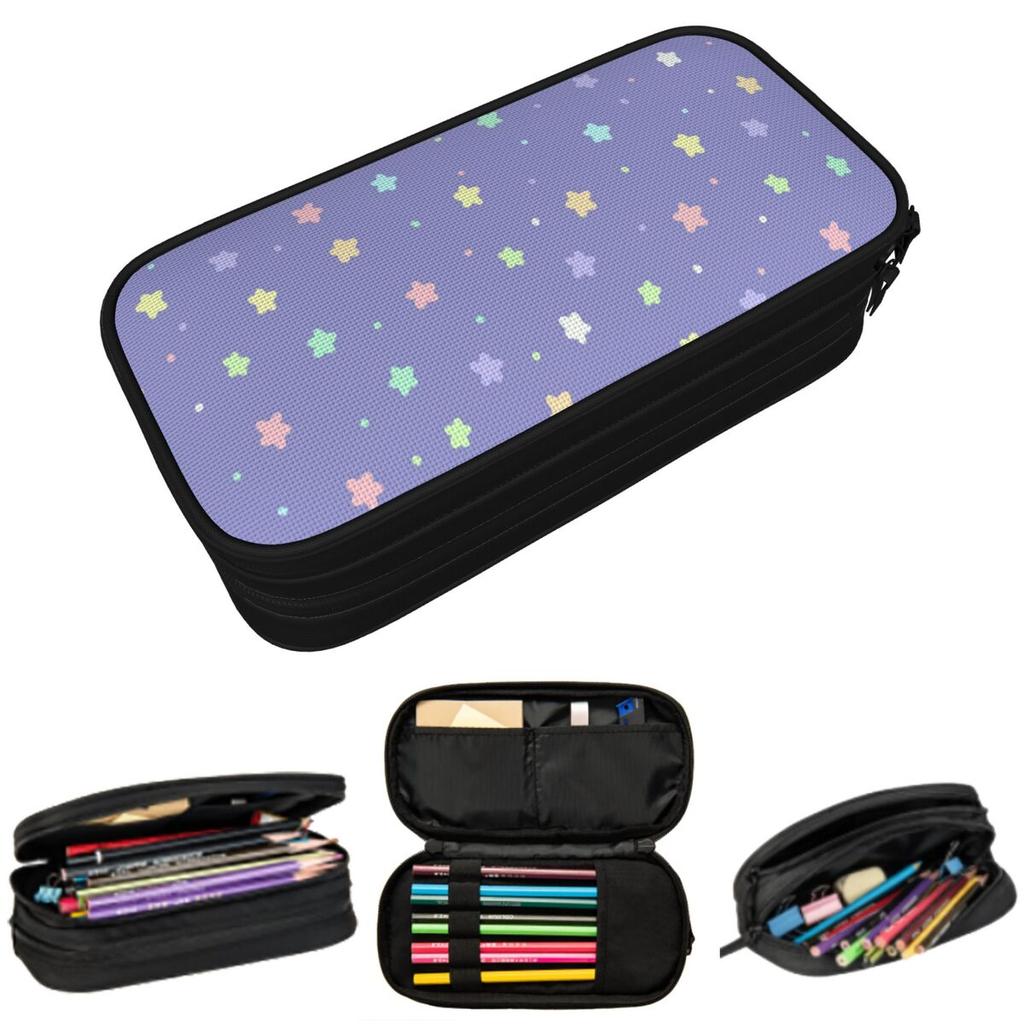 Rainbow Stars On A Purple Background Pencil Case for Boys Girls School Pen Box Pencil Bag Stationery Supplies Pen Holder Bag