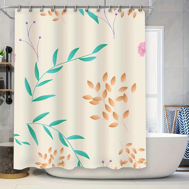 

Vintage Floral Shower Curtain Waterproof Fabric Soft Touch Home Decor Decoration For Bathroom Showers Multicolor Leaves Design 90x180cm