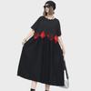 2024 Plus Size Women’s Summer Mid-Length Color Block Short Sleeve Loose Dress