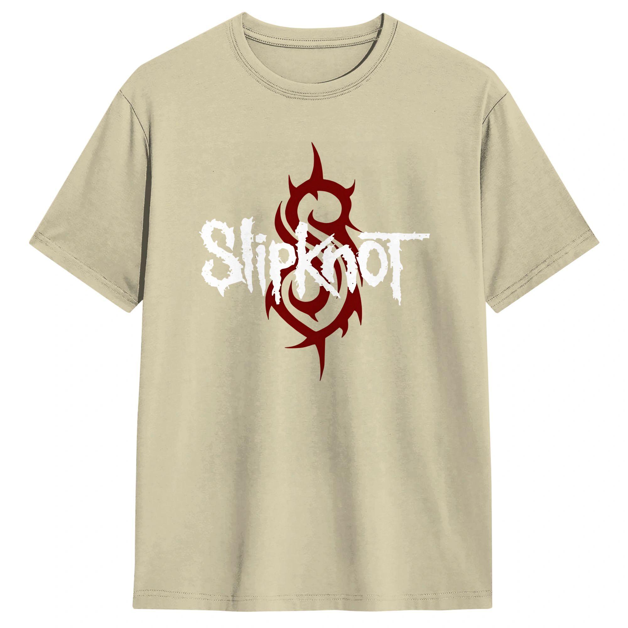 Prepare for Hell Tour Shirt Heavy Metal T-Shirts Mann Rockband T-Shirt Herren Slipknot Druck Kurzarm Oberteile S beige