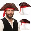Faux Leather Pirate Cowboy Hat Adult Brown Vintage Tricorn Hat Halloween Carnival