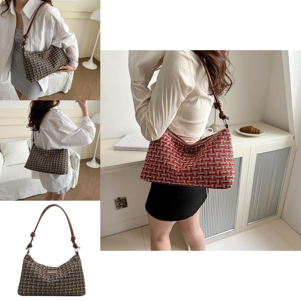 Stylish Retro Plaid Large Capacity Tote Bag For Women 2024 New Korean Trend
