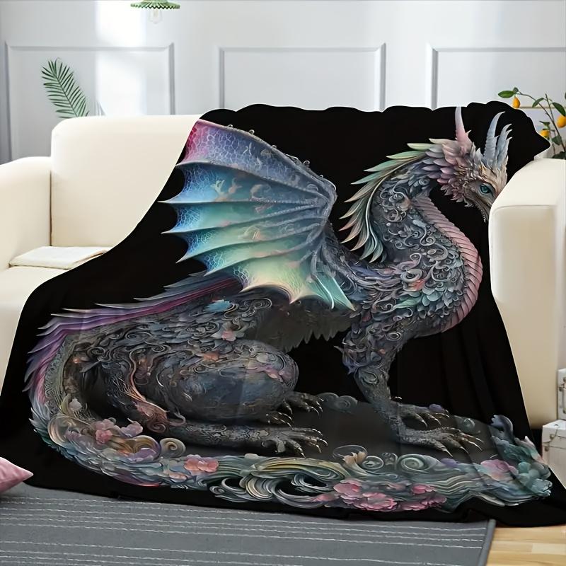 Colorful HugableCozy Dragon Pattern BlanketSoftWarm And Versatile for The SofaBedOffice And Travel AGreat Gift IdeaforAllSeasons