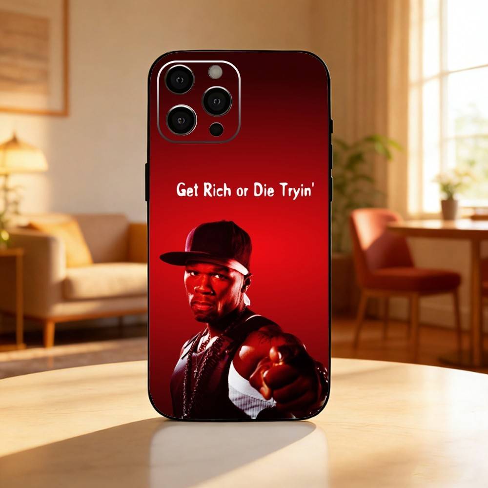 Rapper Hip Hop Street 50 C-Cent Phone Case For iPhone17,16,15,14,13,12 Plus,Max Soft Silicone Black Cover