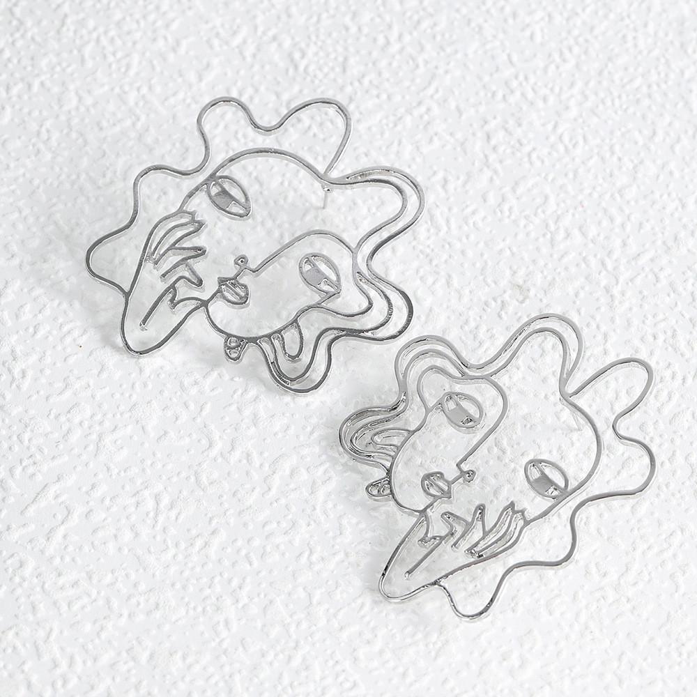 Minimalist Modern Alloy Geometric Face Outline Earrings Accessories Fashionable