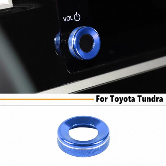 Car Volume Switch Knob Cover Trim Ring For Toyota Tundra -2025 Blue Aluminum