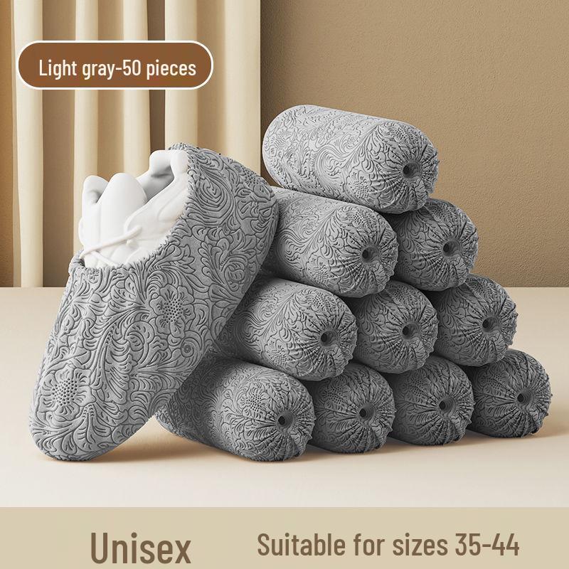 Нескользящие одноразовые фланелевые чехлы для обуви: Утолщенные, износостойкие комнатные тапочки для студентов и гостей 50 pcs - Trial