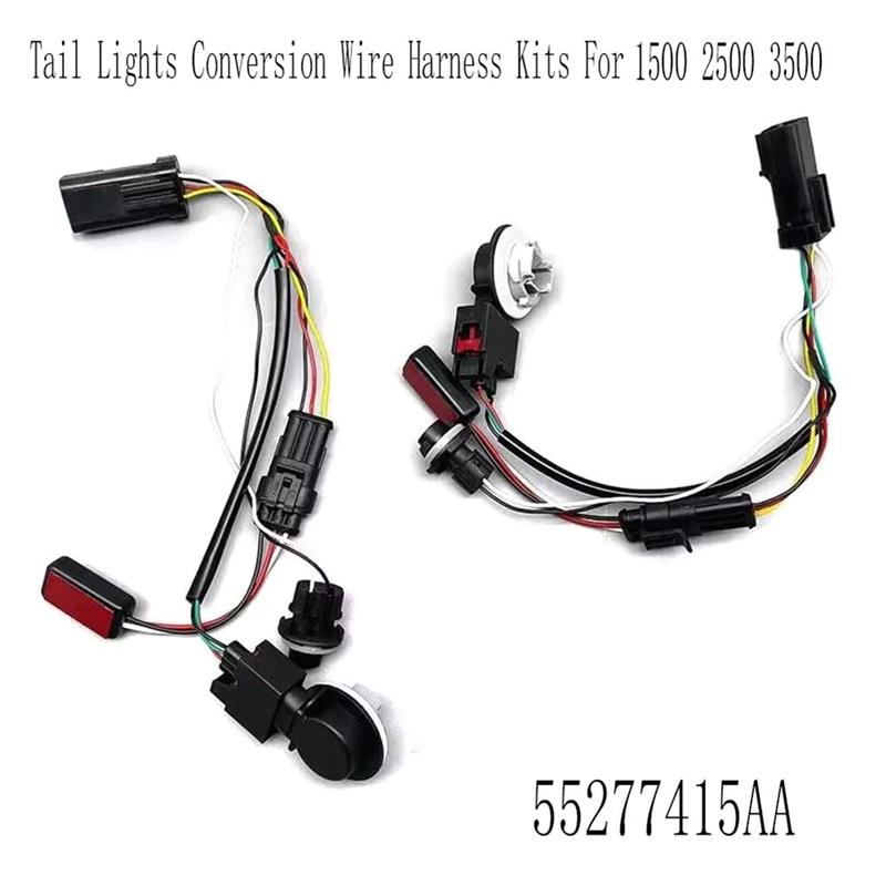 A03Z-2Pcs Tail Lights Conversion Wire Harness Kits For Ram 1500 2500 3500 Car Lights Signal Lamp Harness 55277415AA
