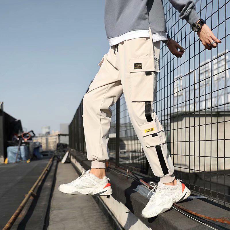 Men's Korean Style Multi-Pocket Jogger Cargo Pants - Spring/Summer Casual Long Pants for Students & Teens