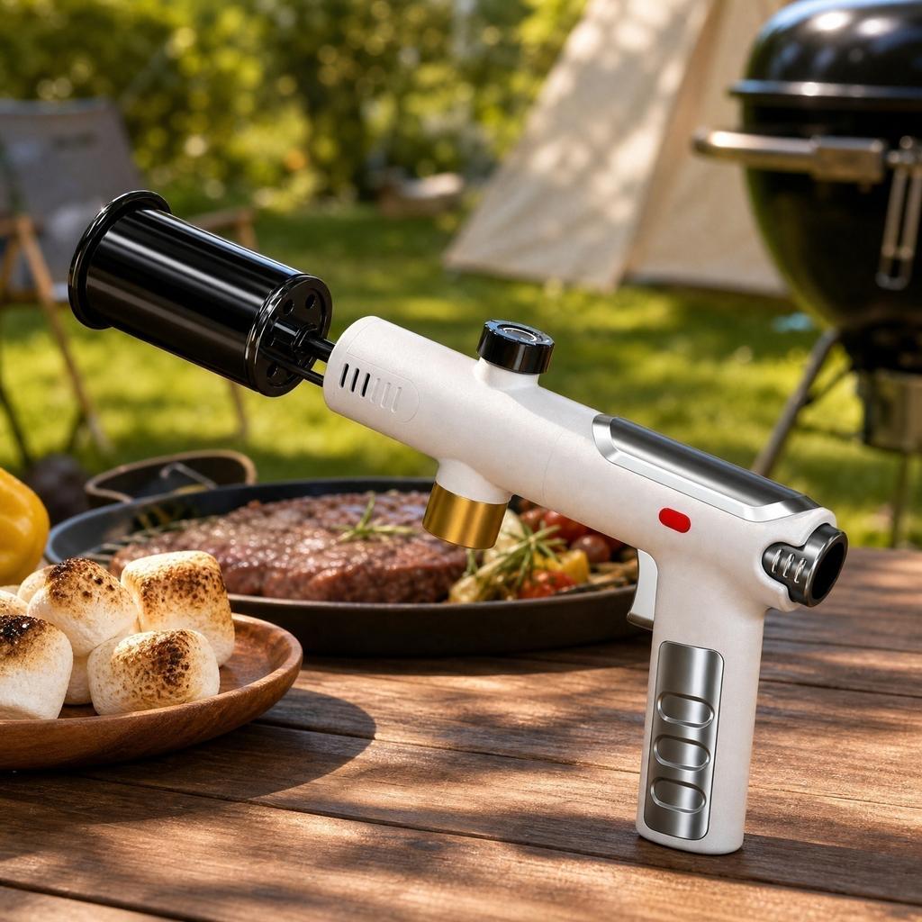 Portable Propane Torch Gun Outdoor Weed Burner Kitchen Igniter BBQ Flame Gun Adjustable Flame Control Without Propane Tank