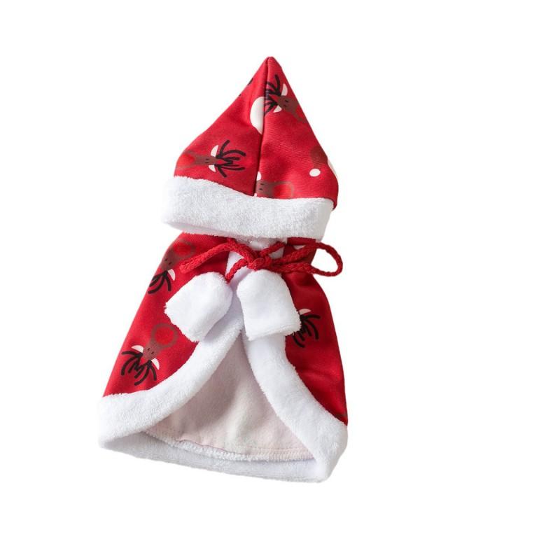 Pet Cape Costume Cats Dogs - Red Hooded Reindeer Horned Styles In S M L
