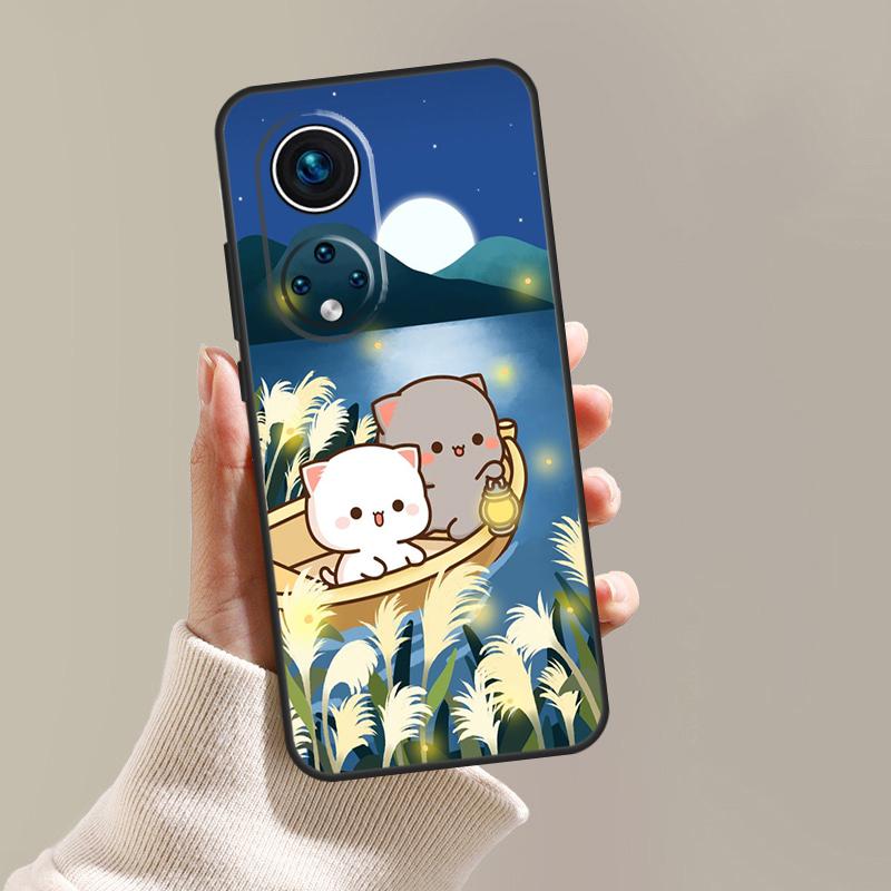 Cartoon Peach Mochi Cat Case For Honor 90 Lite 70 50 X9a X8a X7a X6a X7 X8 X9 9X 8X Magic 5 Pro Magic 5 Lite Cover