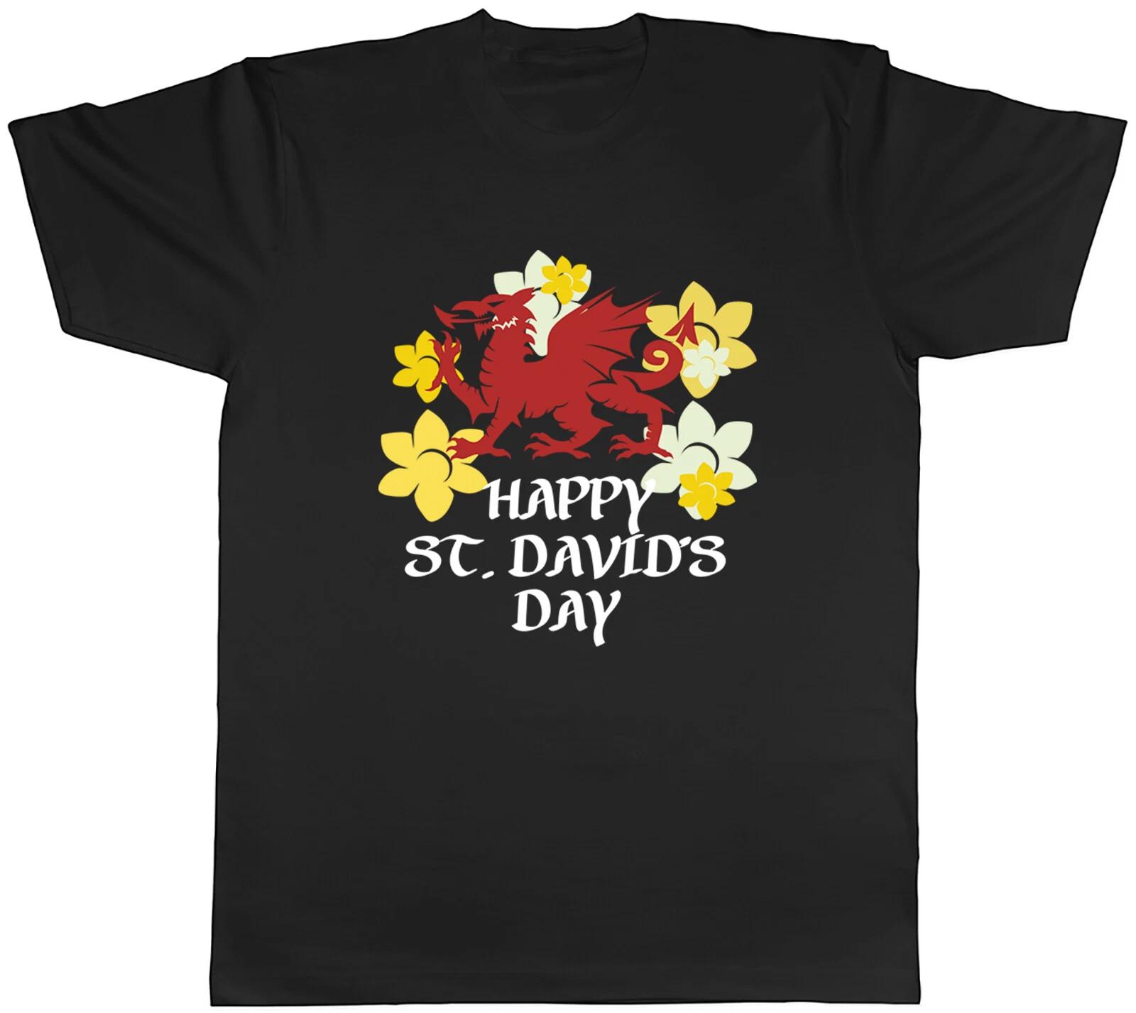 Personalised Happy St David s Day Daffodil Dragon Mens T-Shirt Tee Gift Top XXL