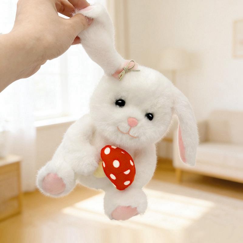 24cm Kawaii Sitting Red Mushroom Rabbit Plush Toy Stuffed White Grey Cream Lop Cartoon Sweet Animal Doll Birthday Gift