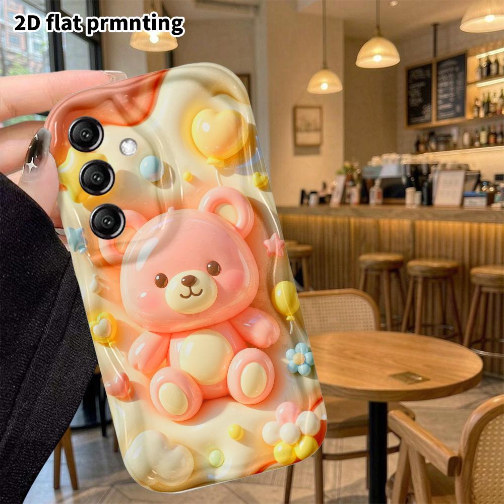 Phone case: 2D flat, suitable for Samsung Galaxy A34 A35 M05 M06 S20 S22 S21 FE Plus 5G protective case, pink little bear, perfect Christmas and Hallo