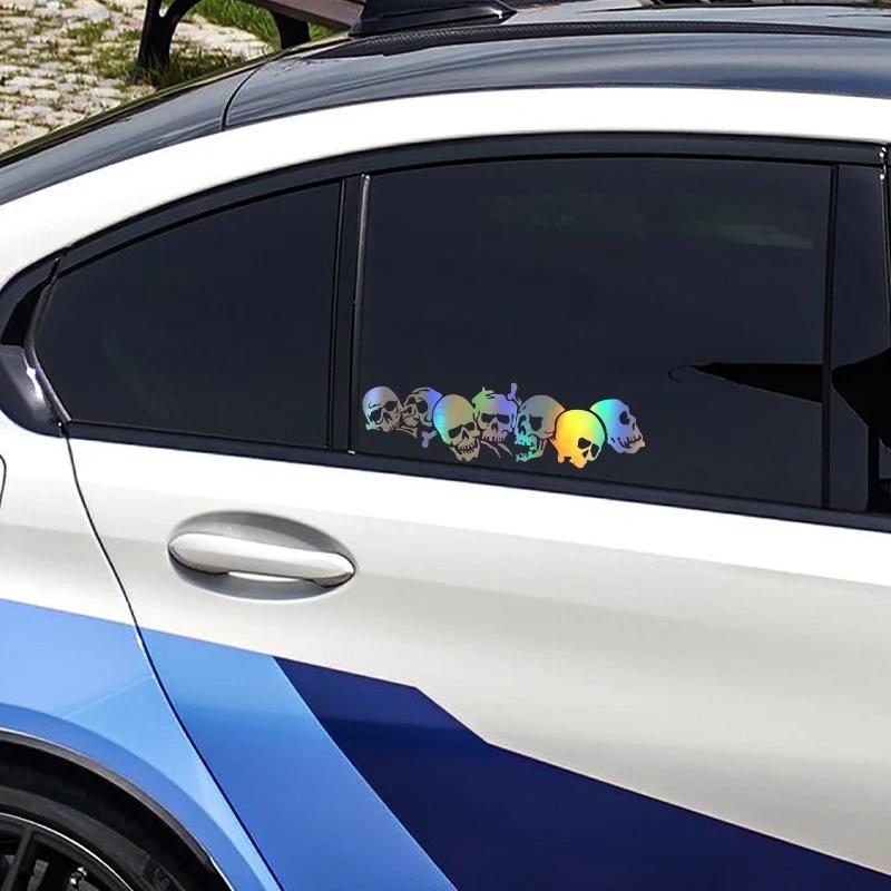 New SKULL Vinyl Car Stickers The Whole Body Decals PVC Glue Sticker Fashion Black White Laser
