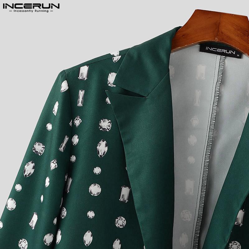 INCERUN Cardigane scurte cu mâneci lungi și imprimeu, cu față deschisă pentru bărbați