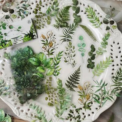 40 pezzi Adesivo Decorativo Pianta Fiore Foglia PET Adesivo Materiale per Account a Mano Pacchetto per Scrapbook Etichetta Diario Cancelleria Album Tel