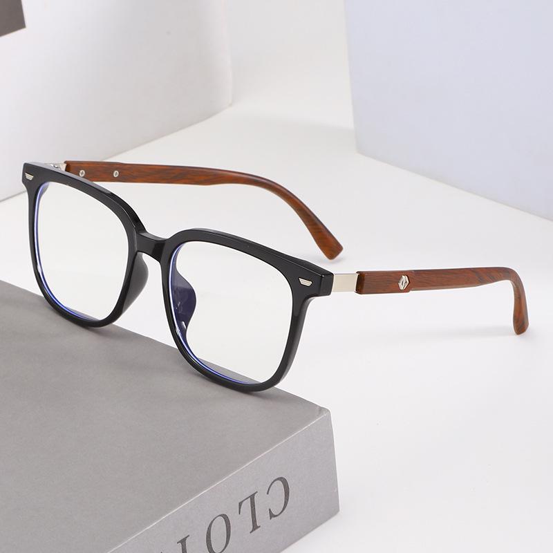 Wood Grain TR Rice Frame Glasses - Unisex, Anti-Blue Light, Student Myopia Glasses