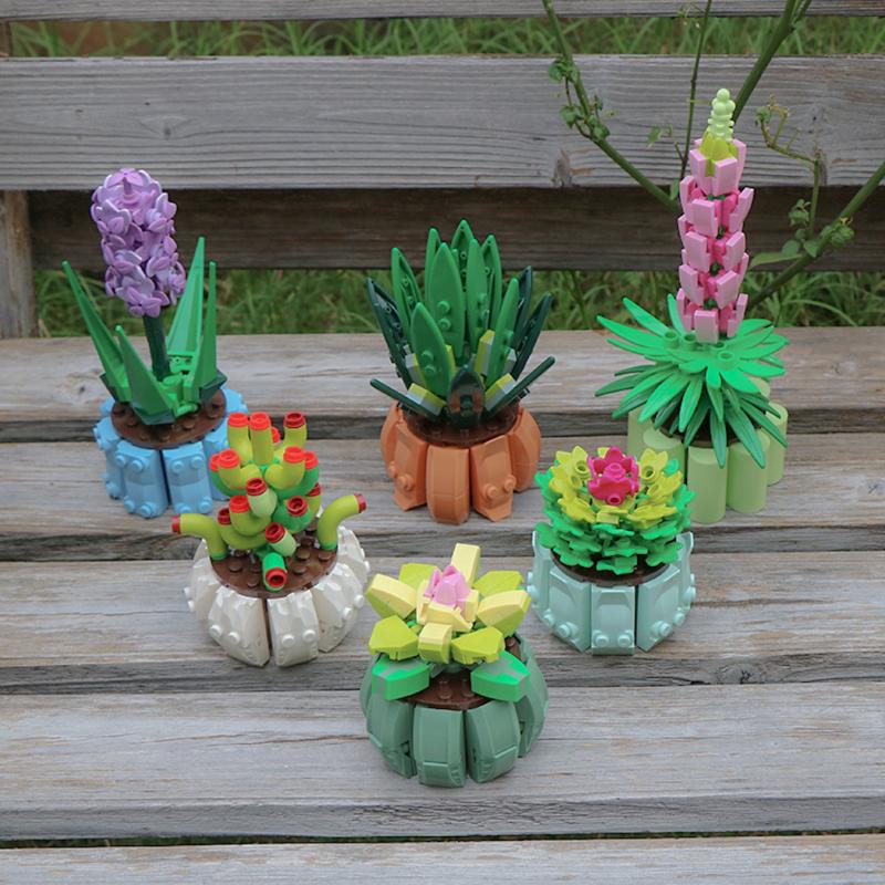 Mini Bonsai Building Blocks Desktop Ornaments Small Particles Diy Assembled Building Blocks Flower