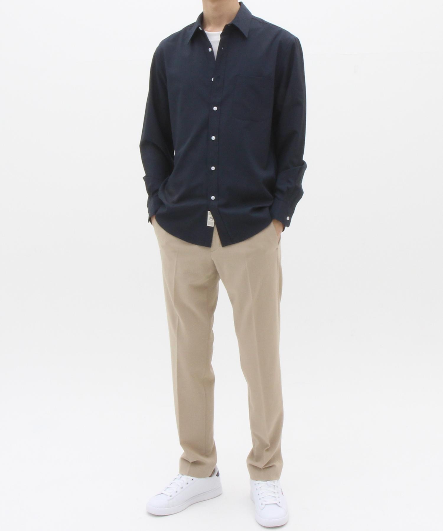 The Shirt Studio Navy Loose Fit Spandex Solid Shirt 95
