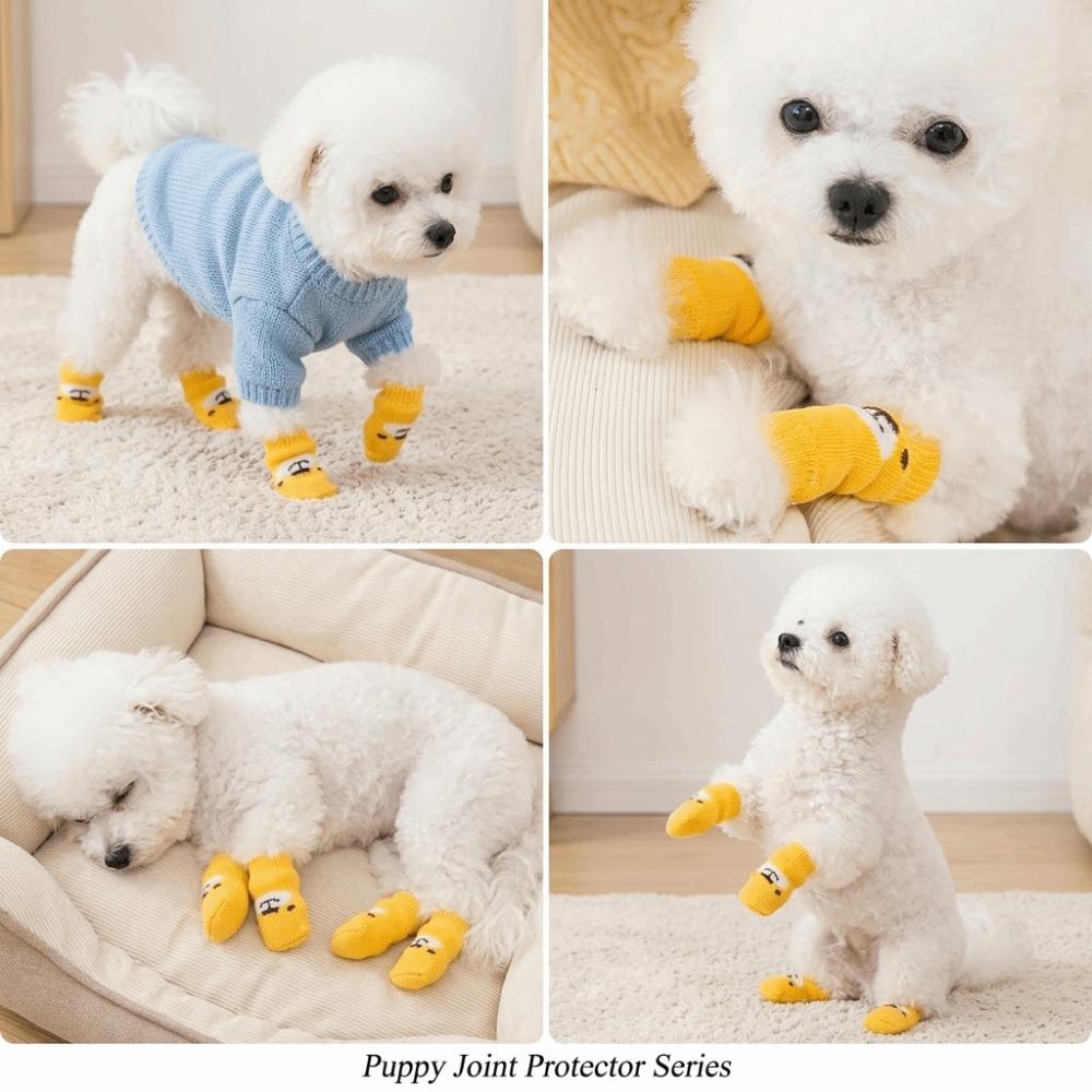 4pcs Non Slip Pet Socks Stretchy Pet Joint Sleeve Easy On Off Dog Leg Sleeve  Home Indoor Use
