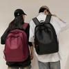 Soft Leather Schoolbag Solid Color Student Backpack Women's Large Capacity Backpack Men Computer Travel Backpack