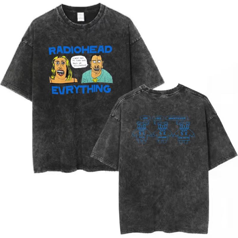 Rock Band Radiohead The Bends Vintage Washed Tshirt Unisex Women Fashion Hip Hop T Shirts Casual Tshirts Streetwear