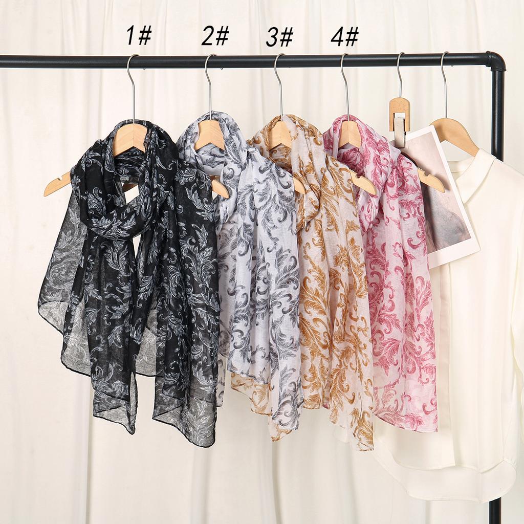 Phoenix tail Printed Hijab Scarf Woman Muslim Shawl Summer Breathable Headwrap Islamic Turban Headscarf