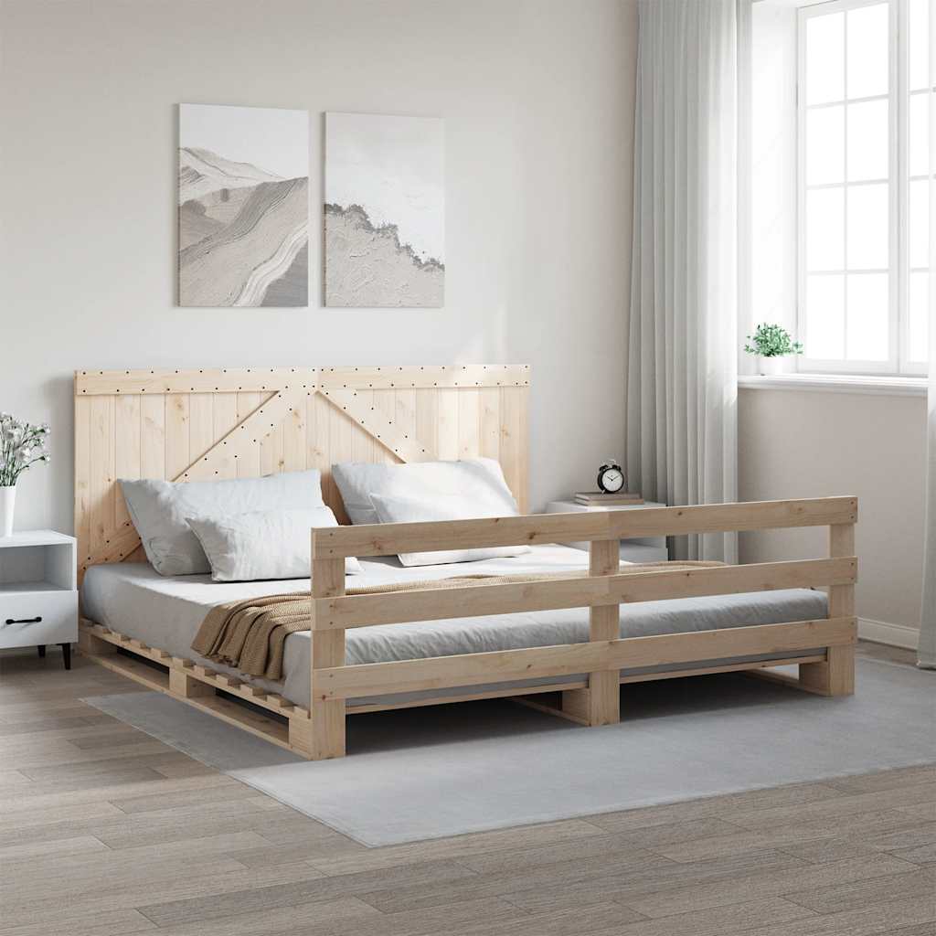 Solid Wood Bed with Headboard 200 x 200 cm Pine