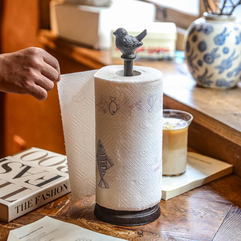 Retro Cast Iron Bird Tissue Holder for Home & Kitchen