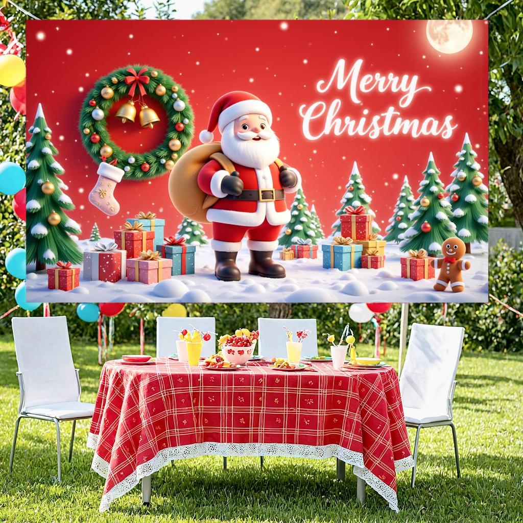 Christmas Banner Moon Background Santa Claus Banner Christmas Decoration Banner Holiday For Christmas Party Winter Festival