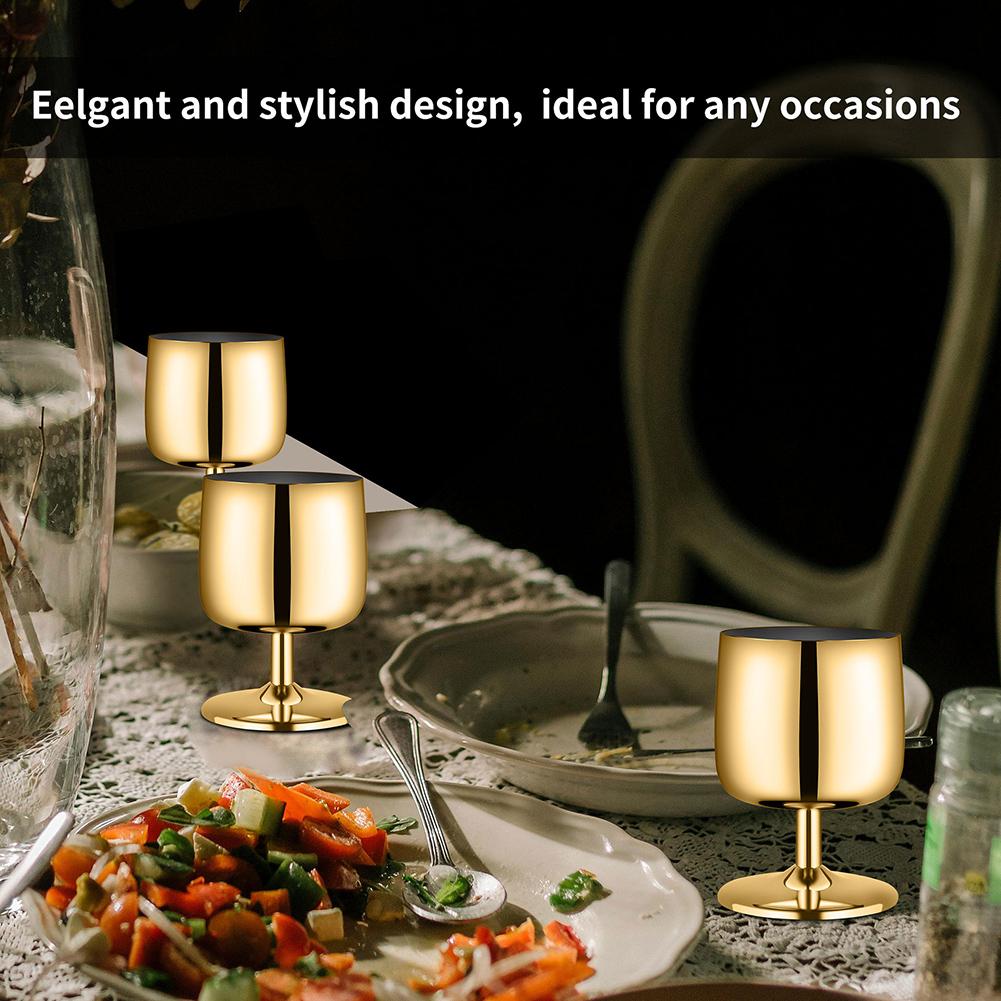 Stainless Steel Wine Glass Stainless Steel Stemmed Goblets Drinkware For Dinner Party