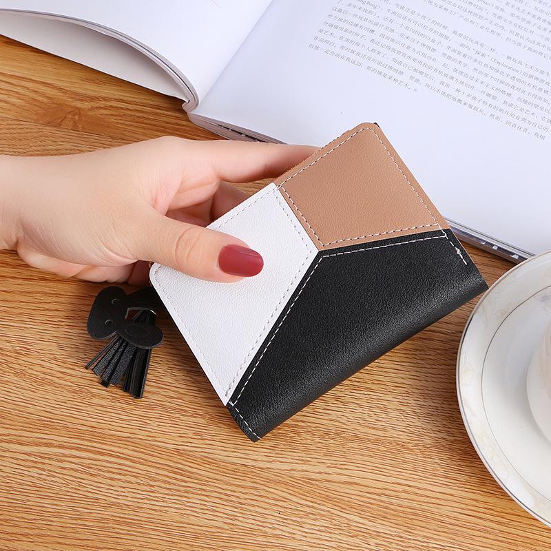 New Women's Patchwork Tassel Bifold Zipper Wallet - Korean Style Fashion