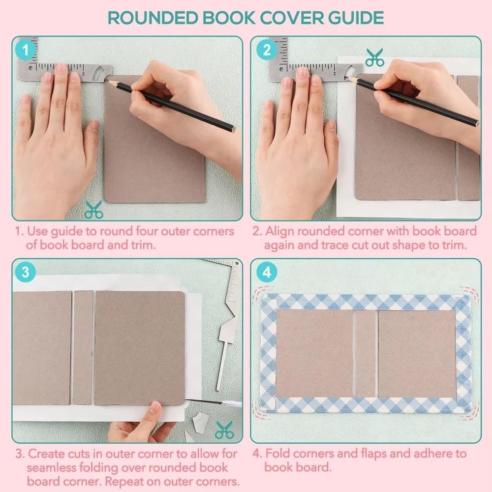Multi-Function Book Cover Positioning Ruler Stainless Steel Marking Tool Durable Gauge Ruler