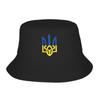 Tryzub Ukrainian Ukraine Bucket Hat For Women  Fisherman Hats Casual Vacation Caps Personality Hawaii Design Sunscreen Hats
