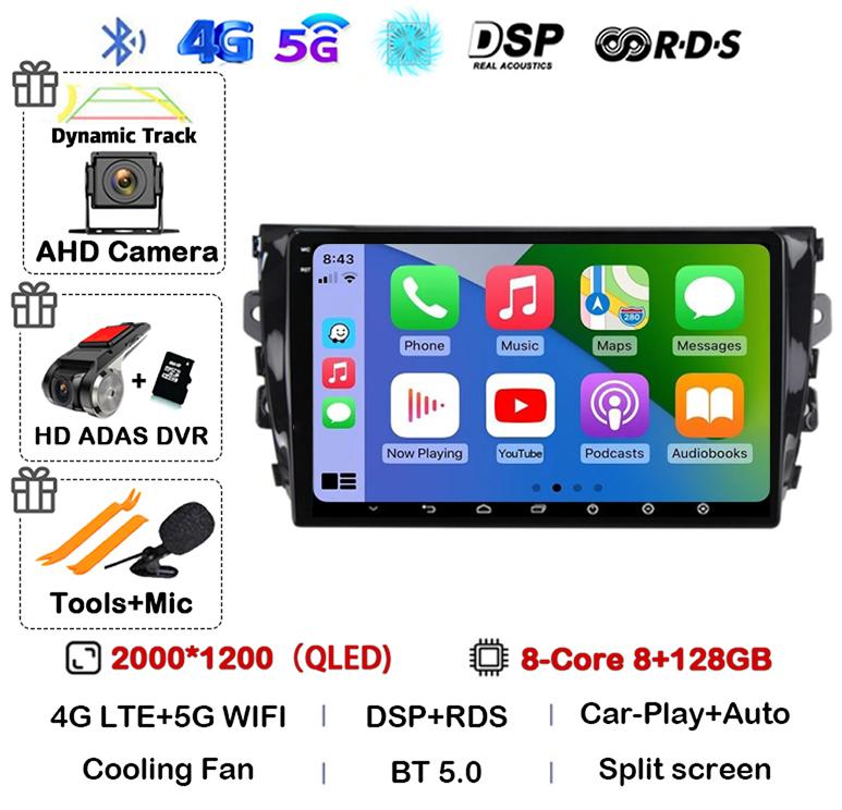 Android 14 Carplay Auto 4G WIFI For Zotye T600 2014-2019 Car Radio Multimedia Video Player Navigation Stereo GPS 360 Camera QLED