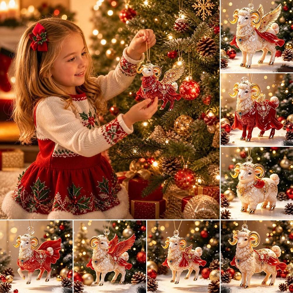 Shining Goat Pendant 2D Flat Christmas Tree Ornament New Zodiac Goat Souvenir Shop Window Display