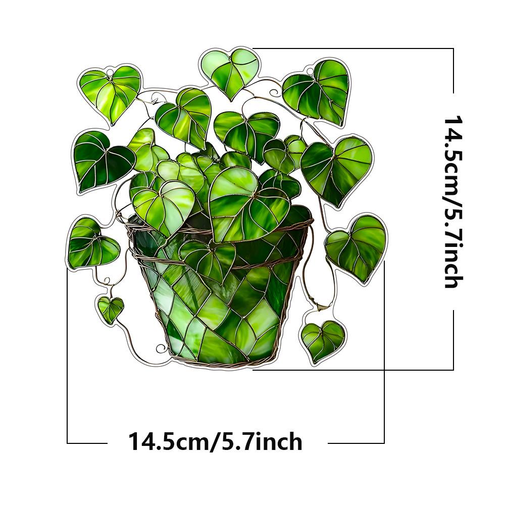 Hot Selling, Green Love Leaf Pottery Decoration, Acrylic, Window and Door Hanging, Art Festival Scene Decoration, Pendant Decoration