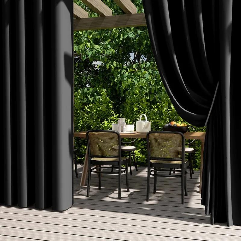 Solid Color Exterior Curtain Suitable  Waterproof Oxford Cloth Privacy Grommet Curtain For Gazebo Front Porch Pergola Patio