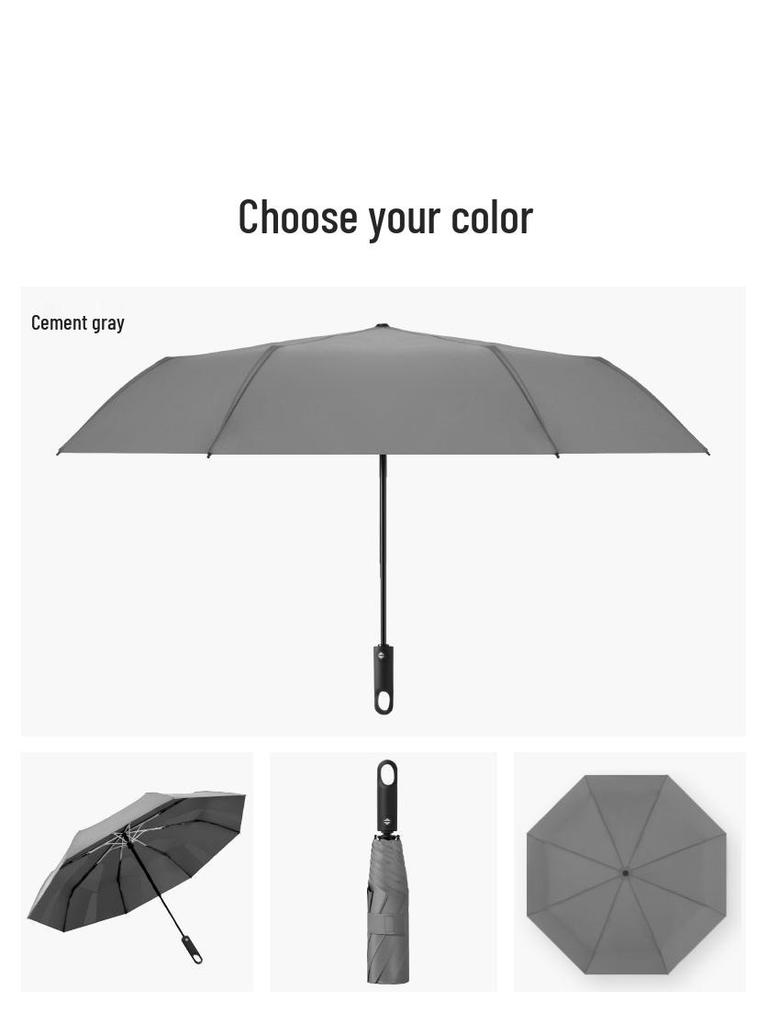 Memory Patch Three-Fold Automatic Umbrella: 8-Bone, Non-Folding, Dual-Use for Sun and Rain.