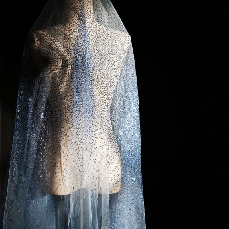 100/300/500cm Starlight Gradient Sequins Fabric Mesh Gauze Stage Dress Performance Dress Evening Wedding Dress Beaded Fabric