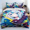 Cute Gawr Gura Hololive Anime Shark Comforter Bedding Set,Duvet Cover Bed Set Quilt Cover Pillowcase,king Queen Size Bedding New