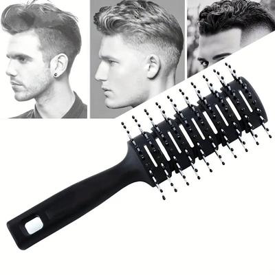 Retro Gebogene Entwirrbürste für Männer - Ölkopf Frisierkamm mit Belüftungsdesign für geschmeidiges Styling