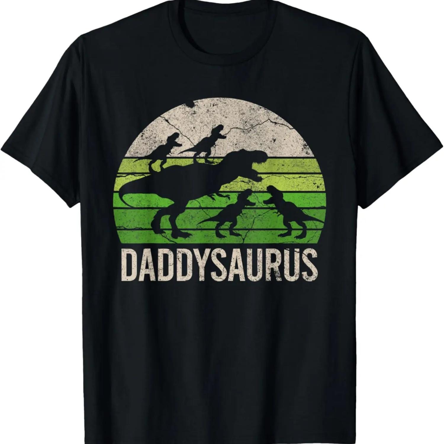 

Daddy Dinosaur Funny Dad Daddysaurus 4 Four kids 2020 Gift T-Shirt S