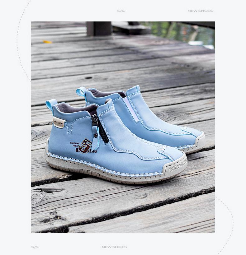 Women's Plus Size Soft Sole Ankle Boots - Spring Hand-Stitched Martin Style Casual Mom Shoes