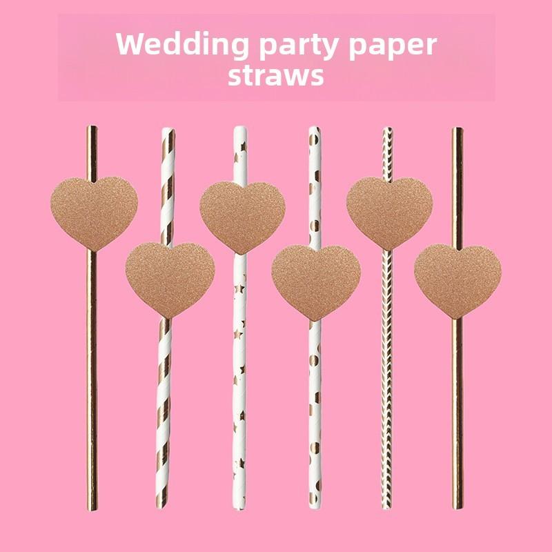 Degradable Heart Party Straws For Weddings And Celebrations With Creative Dessert Decor