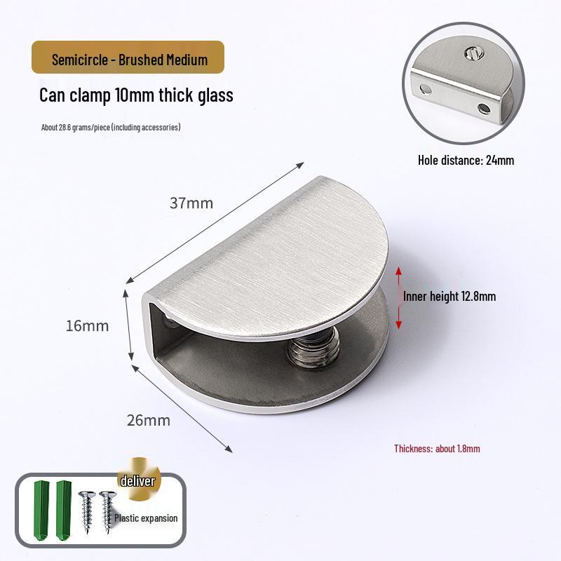 Stainless Steel Semicircular Square Glass Clamp Shelf Bracket
