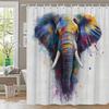 1 szt. Żywa zasłona prysznicowa ze słoniem - Kolorowy abstrakcyjny wzór w kolorach niebieskim, fioletowym, żółtym, czerwonym - Artystyczny poliester z 12 haczykami,