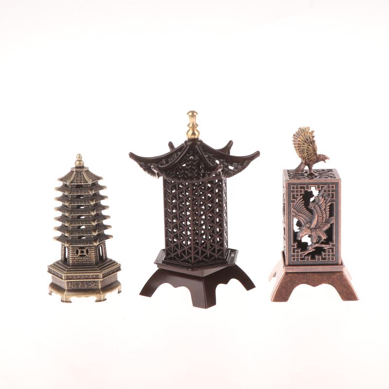 1 Piece Indoor Aromatherapy Home Ornament Square Vertical Incense Burner Small Xiangyun Alloy Incense Holder